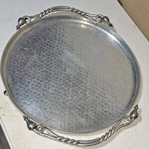 Vintage Buenilum Hammered Aluminum Serving Tray Large Size 19 in